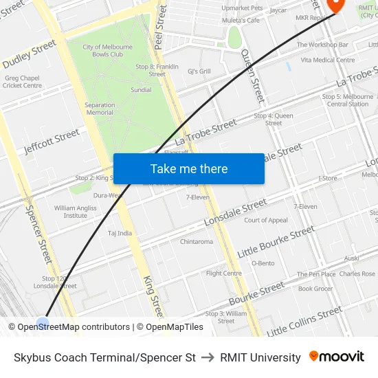 Skybus Coach Terminal/Spencer St to RMIT University map