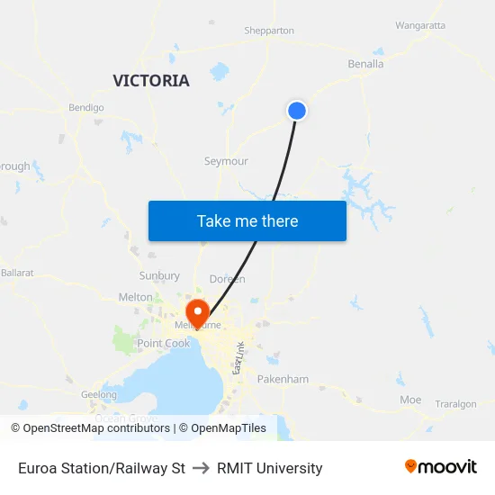Euroa Station/Railway St to RMIT University map