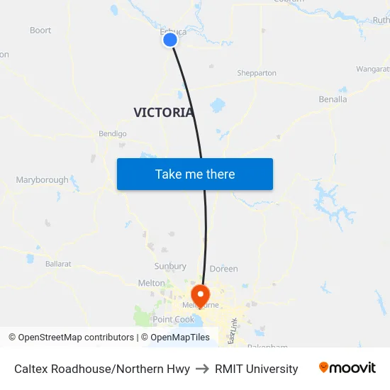 Caltex Roadhouse/Northern Hwy to RMIT University map