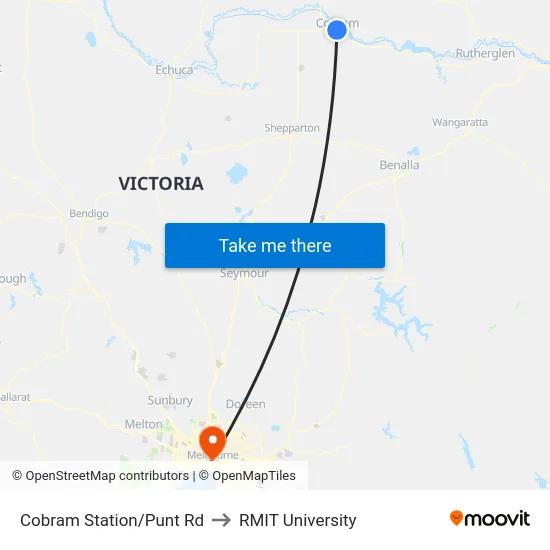 Cobram Station/Punt Rd to RMIT University map
