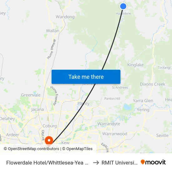 Flowerdale Hotel/Whittlesea-Yea Rd to RMIT University map