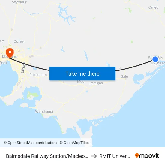 Bairnsdale Railway Station/Macleod St to RMIT University map