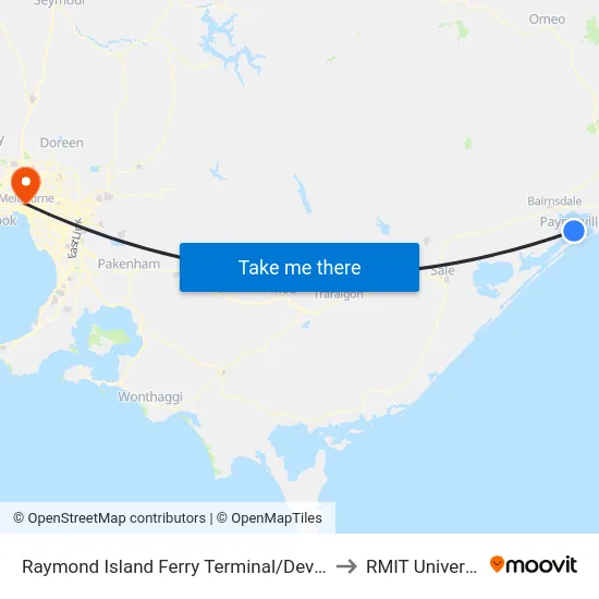 Raymond Island Ferry Terminal/Devon Rd to RMIT University map