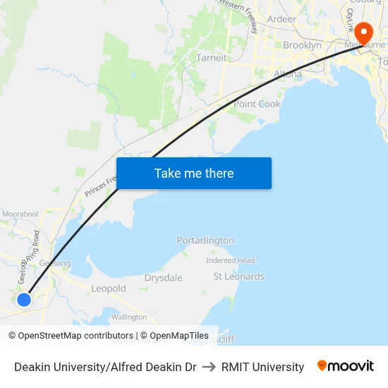 Deakin University/Alfred Deakin Dr to RMIT University map