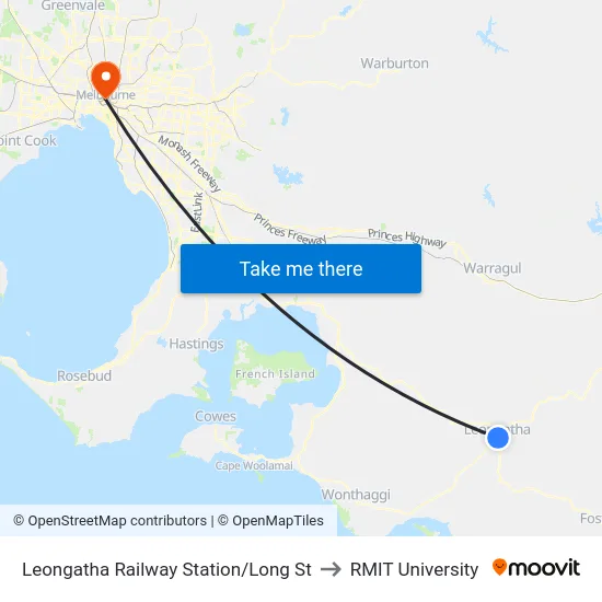 Leongatha Railway Station/Long St to RMIT University map
