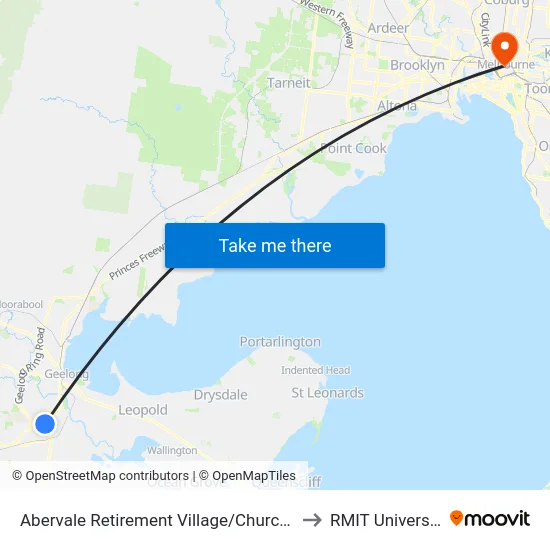 Abervale Retirement Village/Church St to RMIT University map