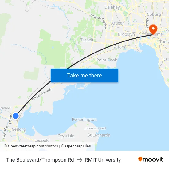 The Boulevard/Thompson Rd to RMIT University map