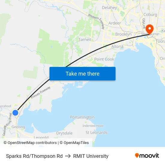 Sparks Rd/Thompson Rd to RMIT University map