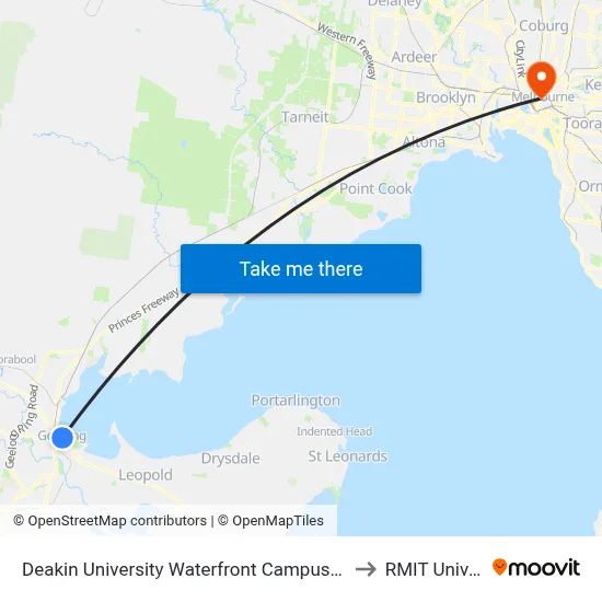 Deakin University Waterfront Campus/Brougham St to RMIT University map