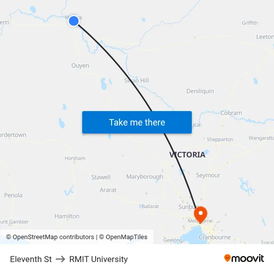 Eleventh St to RMIT University map