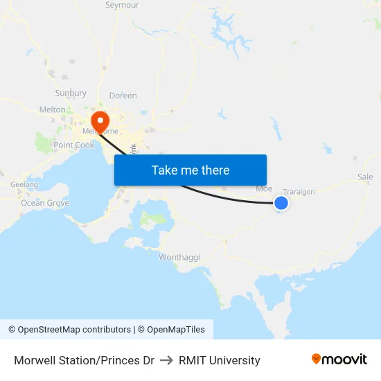 Morwell Station/Princes Dr to RMIT University map