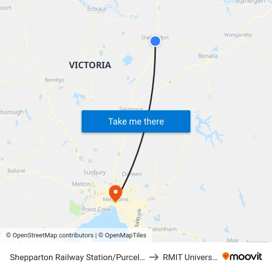 Shepparton Railway Station/Purcell St to RMIT University map