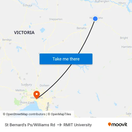St Bernard's Ps/Williams Rd to RMIT University map