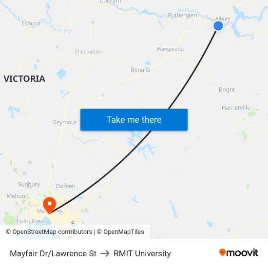 Mayfair Dr/Lawrence St to RMIT University map