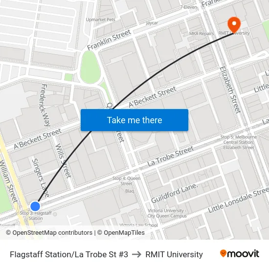 Flagstaff Station/La Trobe St  #3 to RMIT University map