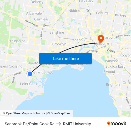 Seabrook Ps/Point Cook Rd to RMIT University map