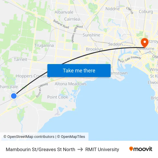 Mambourin St/Greaves St North to RMIT University map