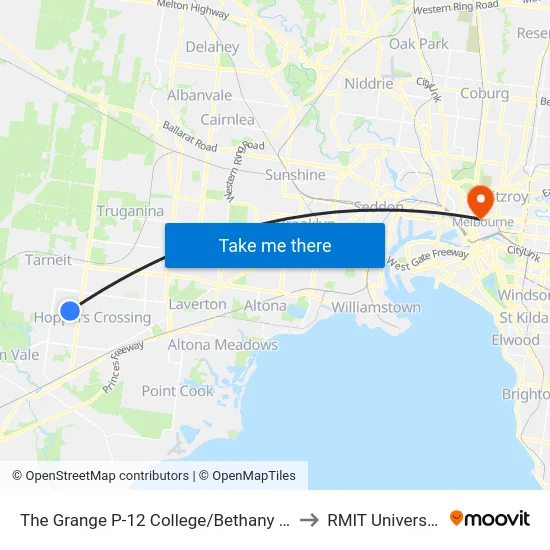 The Grange P-12 College/Bethany Rd to RMIT University map