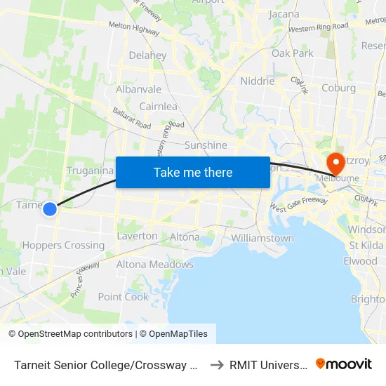 Tarneit Senior College/Crossway Ave to RMIT University map