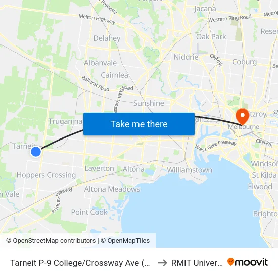 Tarneit P-9 College/Crossway Ave to RMIT University map