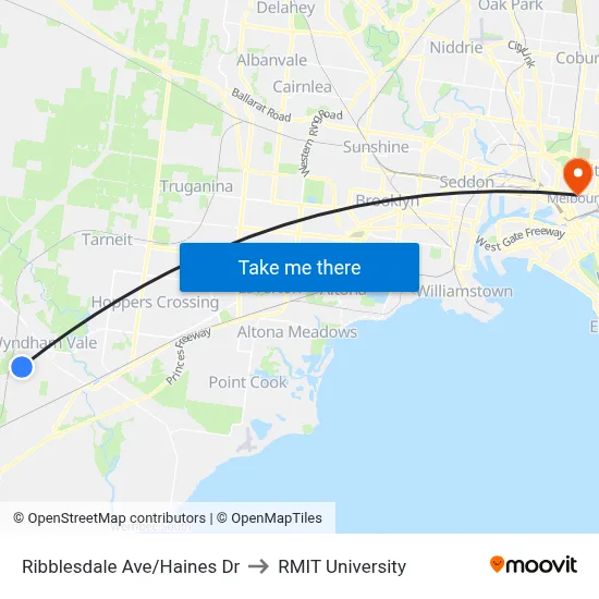 Ribblesdale Ave/Haines Dr to RMIT University map