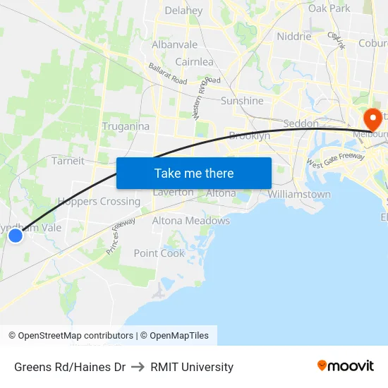 Greens Rd/Haines Dr to RMIT University map