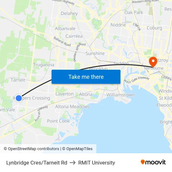 Lynbridge Cres/Tarneit Rd to RMIT University map