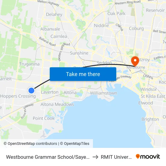 Westbourne Grammar School/Sayers Rd to RMIT University map
