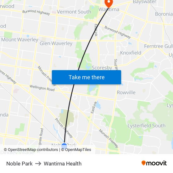 Noble Park to Wantirna Health map