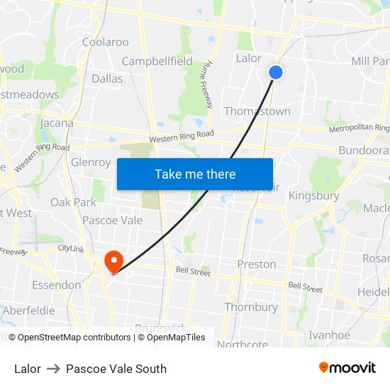 Lalor to Pascoe Vale South map