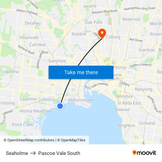 Seaholme to Pascoe Vale South map