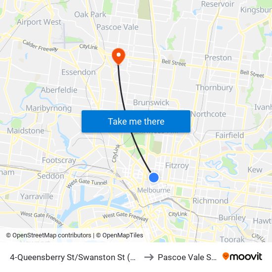 4-Queensberry St/Swanston St (Carlton) to Pascoe Vale South map