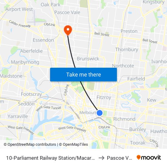 10-Parliament Railway Station/Macarthur St (East Melbourne) to Pascoe Vale South map
