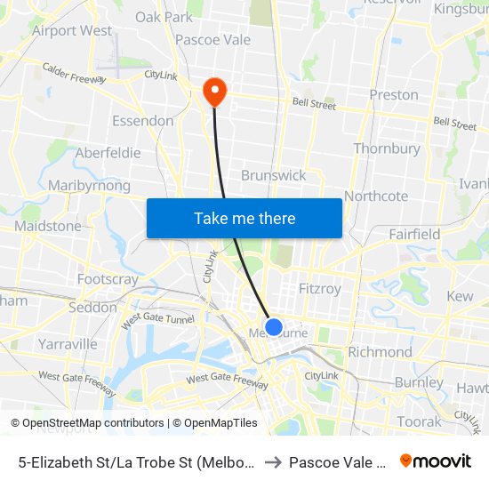 5-Elizabeth St/La Trobe St (Melbourne City) to Pascoe Vale South map