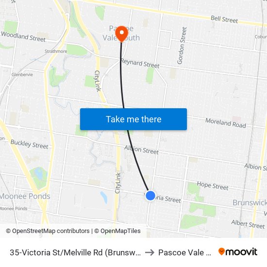 35-Victoria St/Melville Rd (Brunswick West) to Pascoe Vale South map