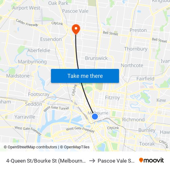 4-Queen St/Bourke St (Melbourne City) to Pascoe Vale South map