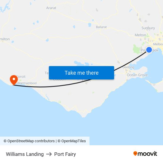 Williams Landing to Port Fairy map