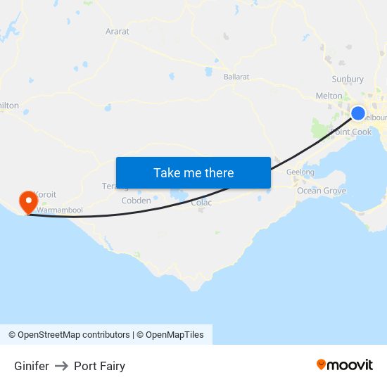 Ginifer to Port Fairy map