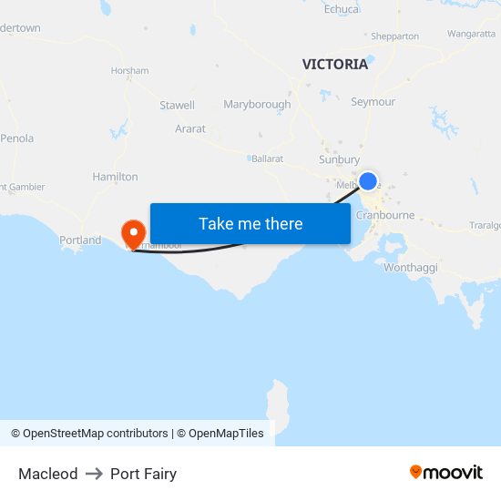Macleod to Port Fairy map