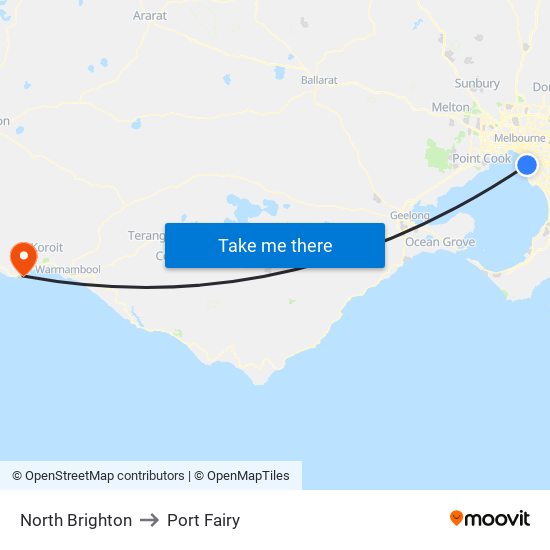 North Brighton to Port Fairy map