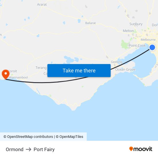 Ormond to Port Fairy map