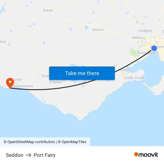 Seddon to Port Fairy map