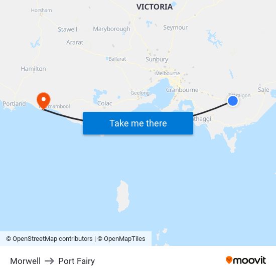 Morwell to Port Fairy map
