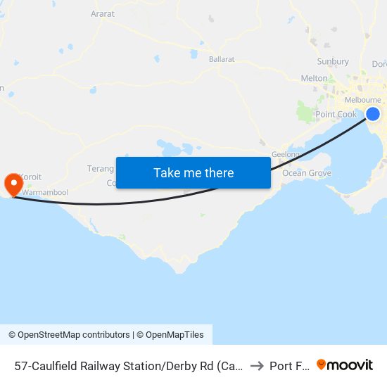 57-Caulfield Railway Station/Derby Rd (Caulfield East) to Port Fairy map