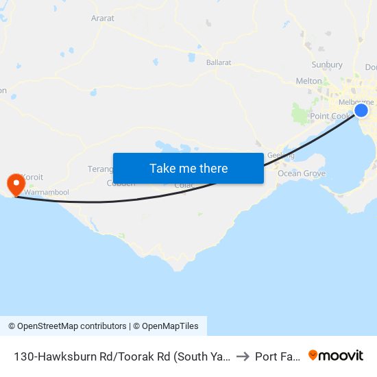 130-Hawksburn Rd/Toorak Rd (South Yarra) to Port Fairy map