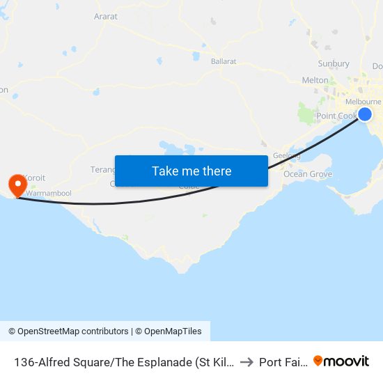 136-Alfred Square/The Esplanade (St Kilda) to Port Fairy map