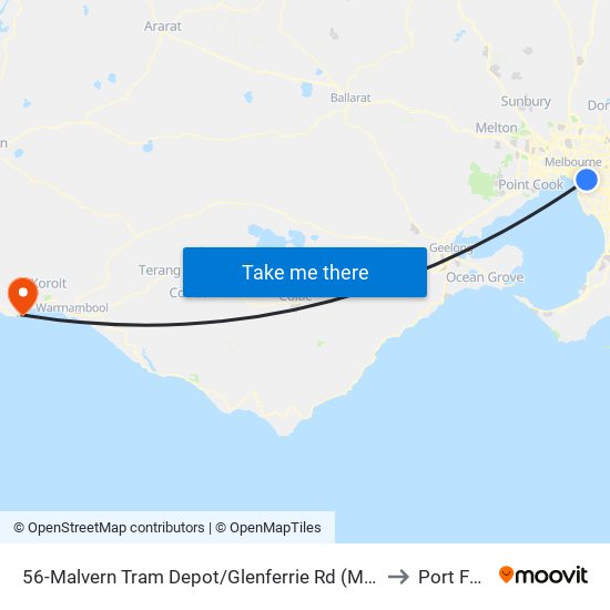 56-Malvern Tram Depot/Glenferrie Rd (Malvern) to Port Fairy map