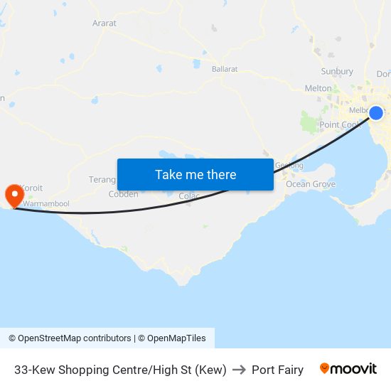 33-Kew Shopping Centre/High St (Kew) to Port Fairy map