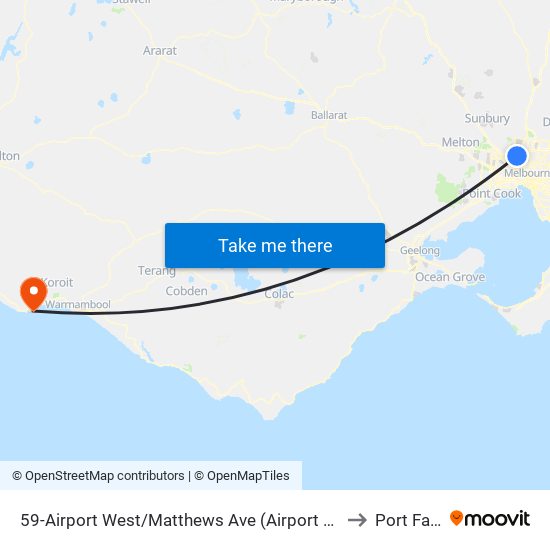 59-Airport West/Matthews Ave (Airport West) to Port Fairy map