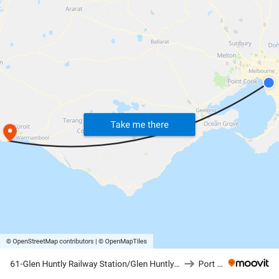 61-Glen Huntly Railway Station/Glen Huntly Rd (Caulfield South) to Port Fairy map